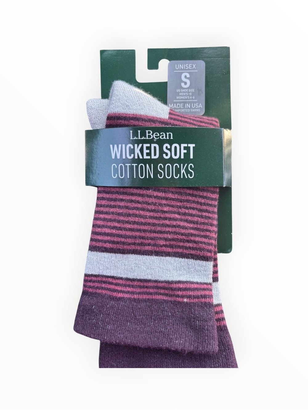 L.L. Bean Wicked Soft Striped Socks - Pink & Purple NWT